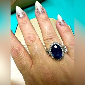 Sterling Silver Gemstone Costume Stretch Ring